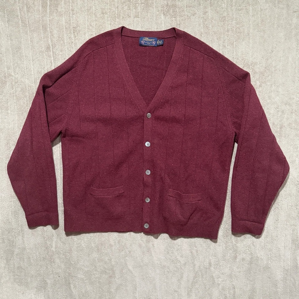 Vintage Doogan Donegal Men’s 100% Lambs Wool Cardigan Sweater Made England Large